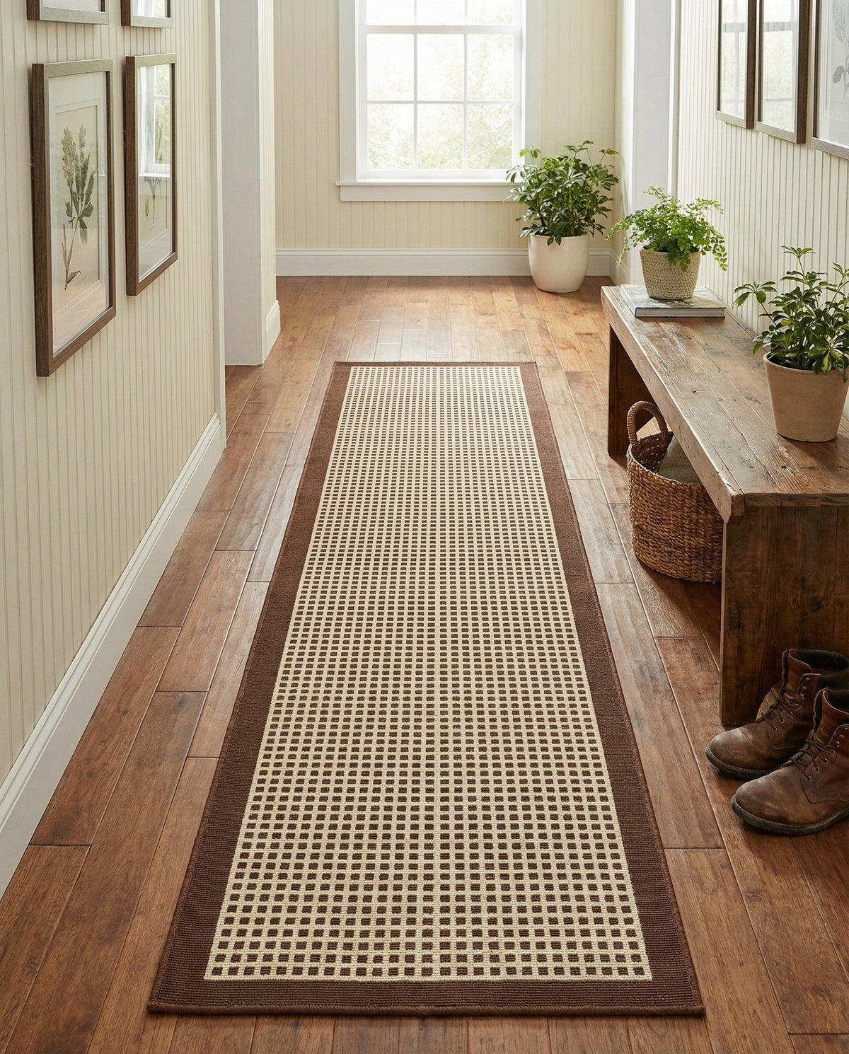 Terrace Fringe Collection Area Rug - Oceanside Runner Brown  lifestyle 216