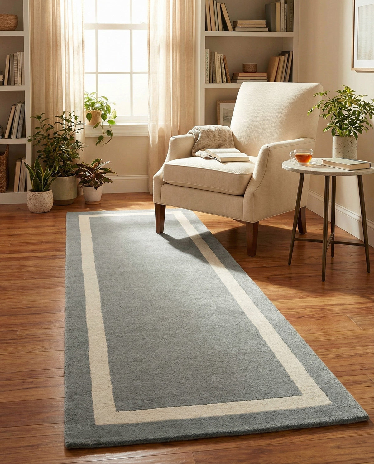 Savannah Borders Wool Collection Area Rug - Chatham Runner Earl Gray  lifestyle 167