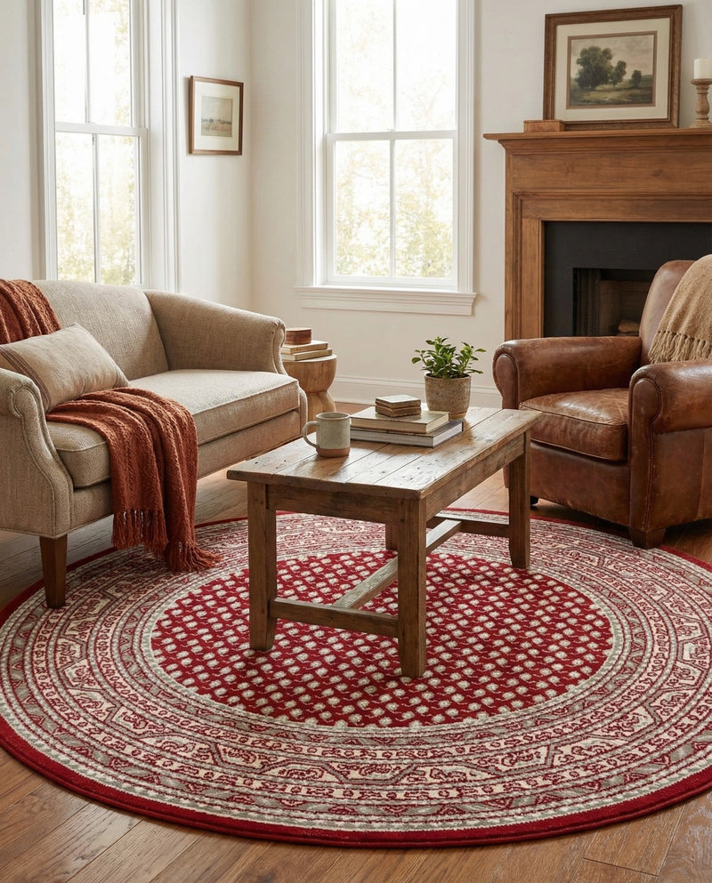 Soho Elegance Collection Area Rug -  Mercer (Red) Round Red  lifestyle 45