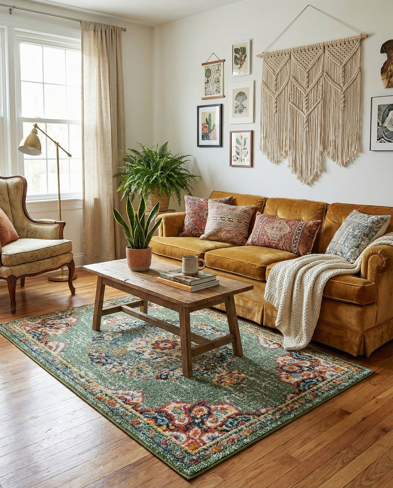 Brighton Terrace Collection Area Rug - Hove (Green) Rectangle Green  lifestyle 22