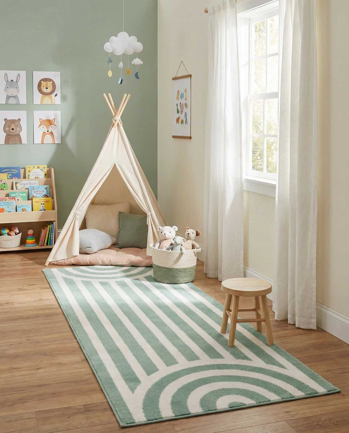 Wonder Tykes Collection Area Rug -  Joydale Runner Soft Green  lifestyle 195