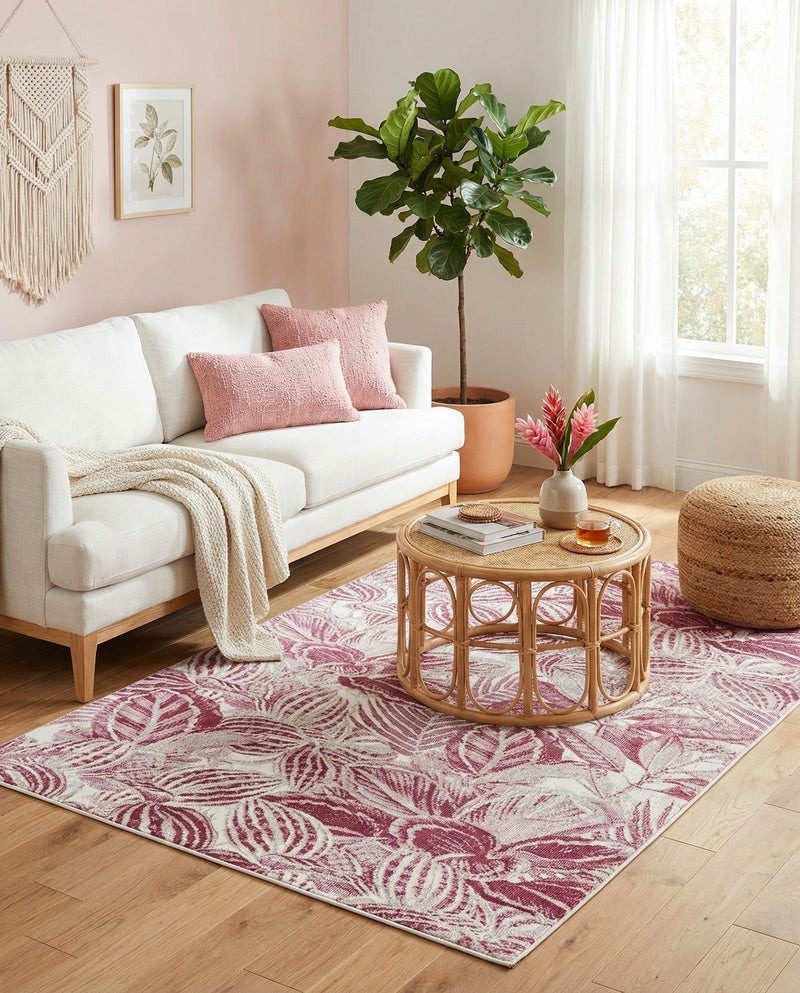 Meadow Breeze Collection Area Rug -  Bluebell Rectangle Fuchsia  lifestyle 20