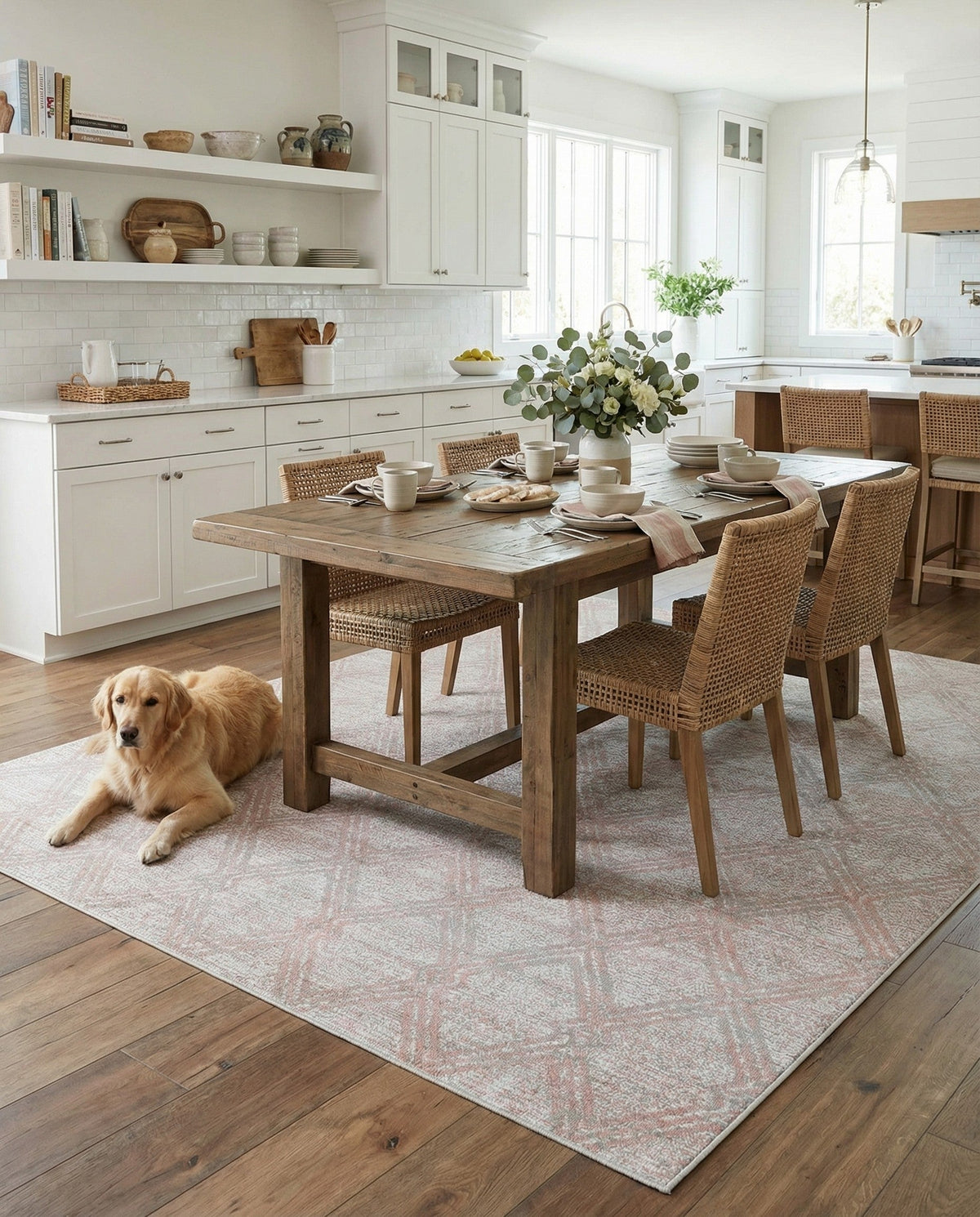 Aegean Elegance Washables Collection Area Rug -  Tinos Rectangle Rose Pink  lifestyle 29
