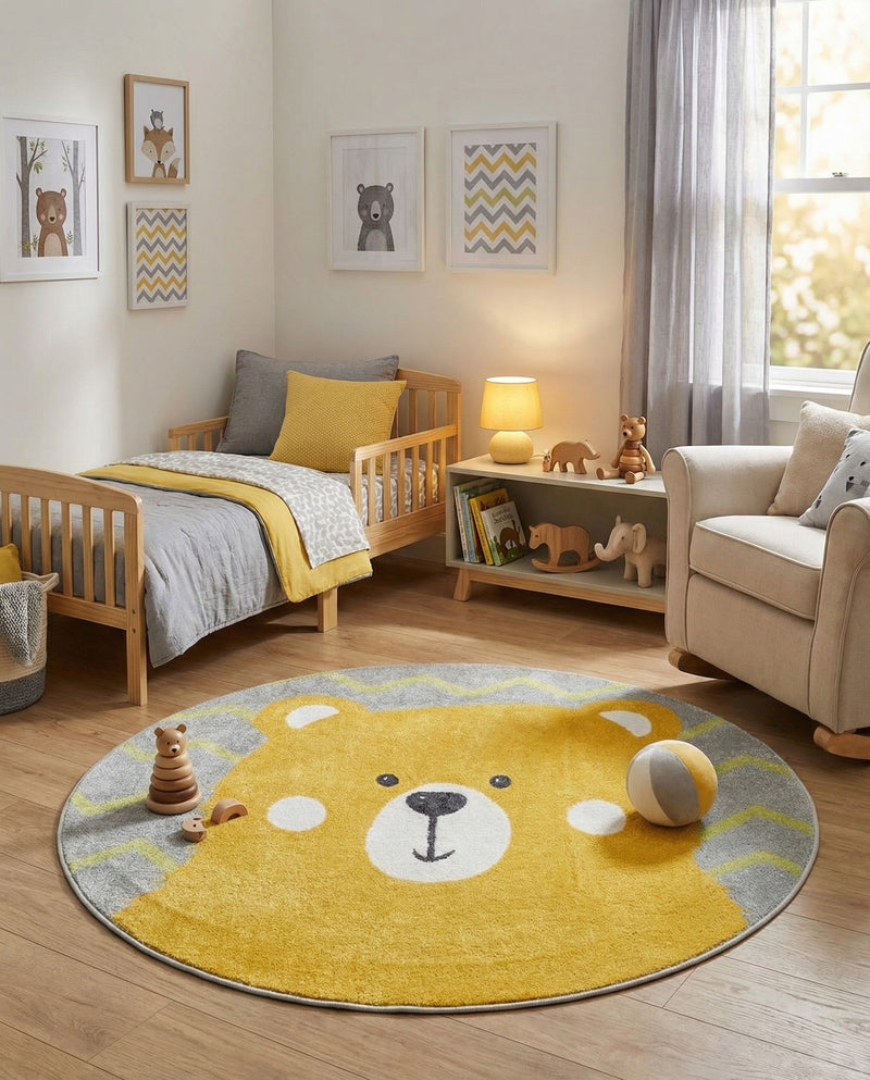Wonder Tykes Collection Area Rug -  Whirlwind Round Yellow  lifestyle 15