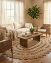 Woven Seaside Jute Collection Area Rug - Coastalhaven (Natural and White) Oval Natural and White  lifestyle 37