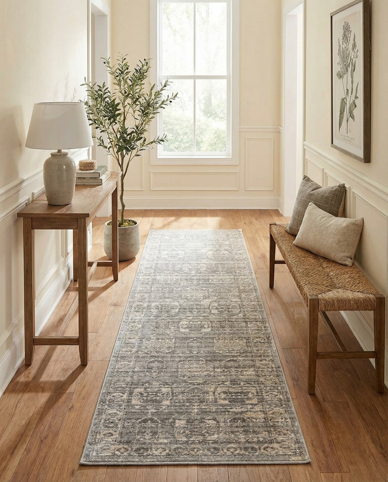 Seville Stripes Collection Area Rug -  Granada (Gray) Runner Gray  lifestyle 70