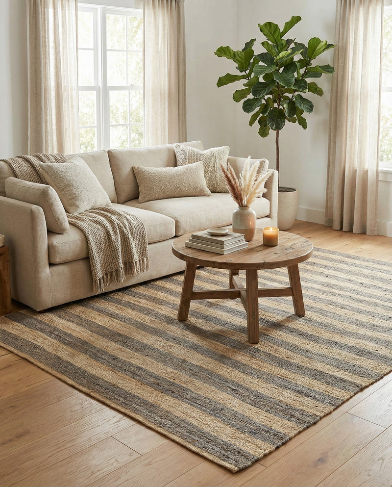 Woven Seaside Jute Collection Area Rug - Nantucket Rectangle Gray Ivory  lifestyle 21
