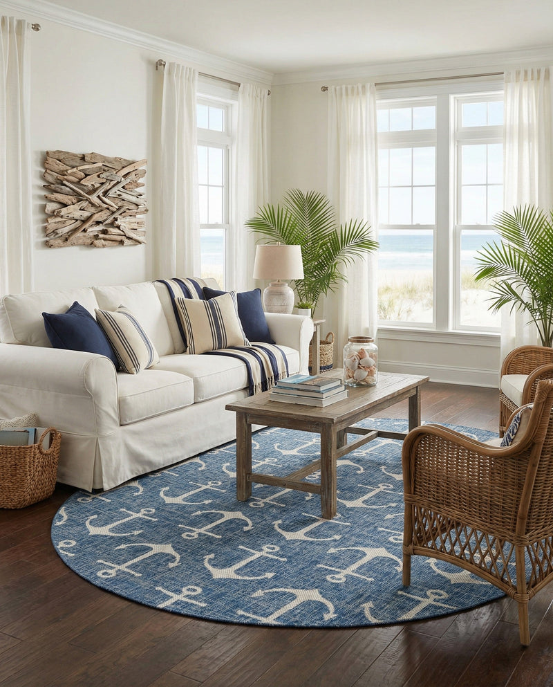 Seaside Haven Rugs Collection Area Rug - Sapphire (Blue) Oval Blue  lifestyle 27