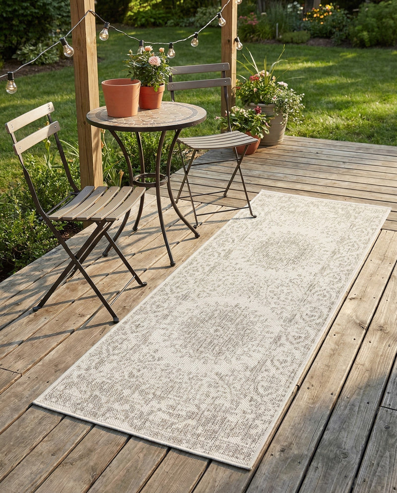 Patio Heritage Collection Area Rug -  Lafayette (Gray) Runner Gray  lifestyle 68