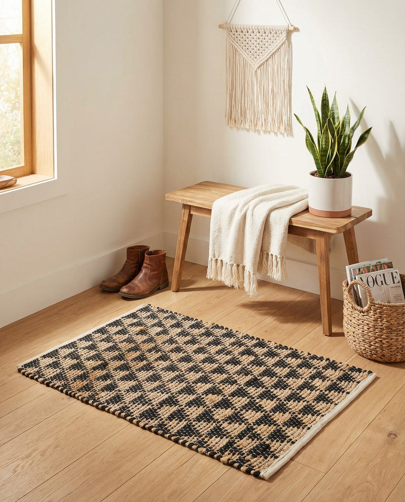 Osian Looms Collection Area Rug - Mumbai Rectangle Black  lifestyle 38