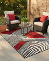 Urban Terrace Collection Area Rug -  Porch Rectangle Red and Black  lifestyle 5