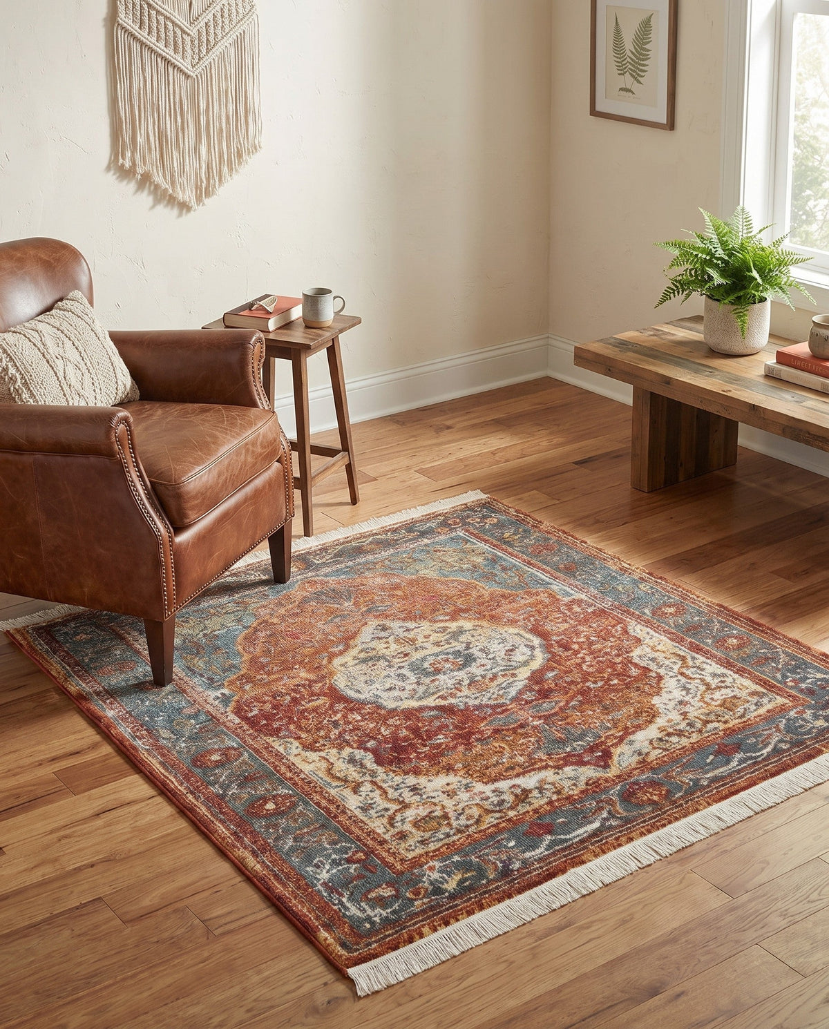 Caribbean Breeze Collection Area Rug -  Vieques Square Rust Red  lifestyle 207