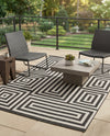 Urban Terrace Collection Area Rug -  Flatiron Rectangle Black and White  lifestyle 30