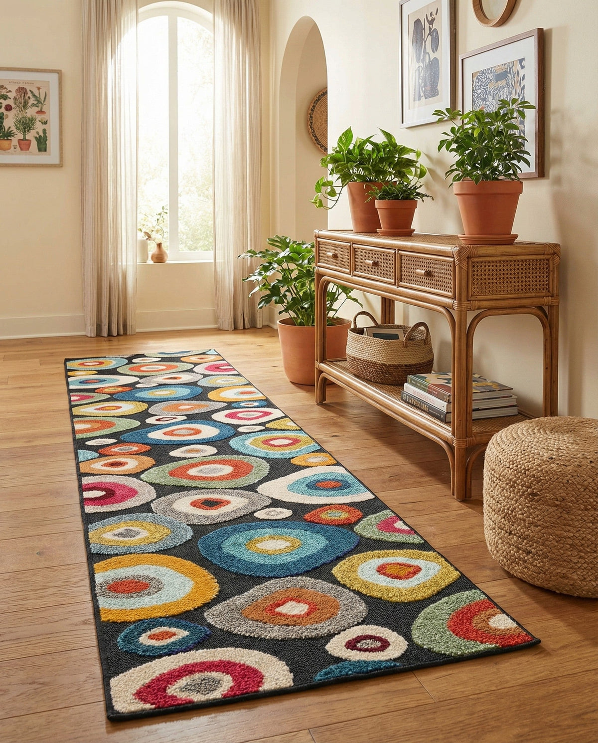 Outdoor Marrakesh Collection Area Rug -  Chefchaouen Runner Multi Black  lifestyle 64