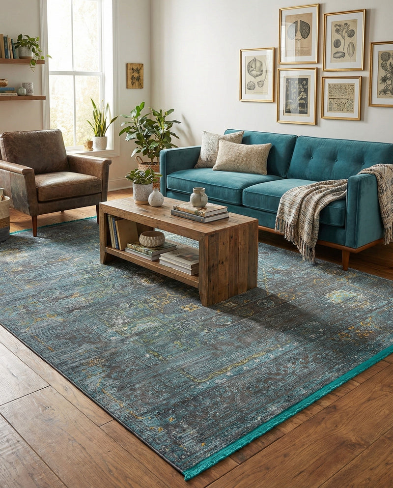 Caribbean Breeze Collection Area Rug -  Martinique Rectangle Turquoise  lifestyle 22