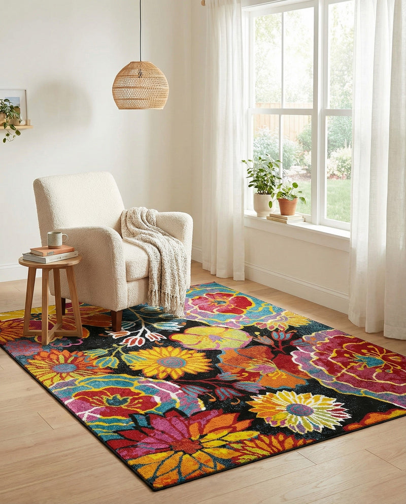 Venetian Elegance Collection Area Rug -  Accademia Rectangle Black  lifestyle 57
