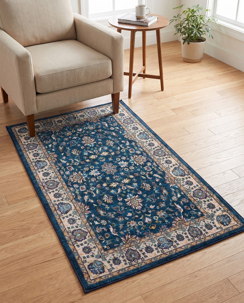 Casablanca Tapestry Collection Area Rug -  Marrakech (Egyptian Blue) Rectangle Egyptian Blue  lifestyle 17