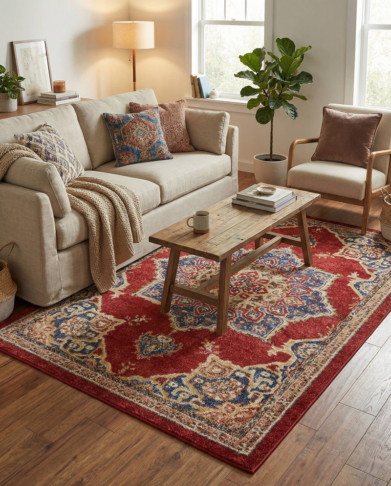 Eden Oasis Collection Area Rug -  Tranquility (Burgundy) Rectangle Burgundy  lifestyle 5