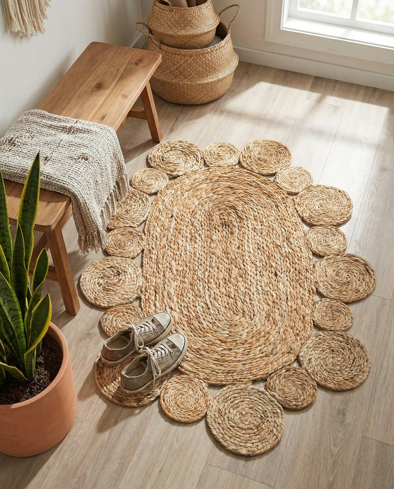 Woven Seaside Jute Collection Area Rug - Sienna Oval Natural  lifestyle 38