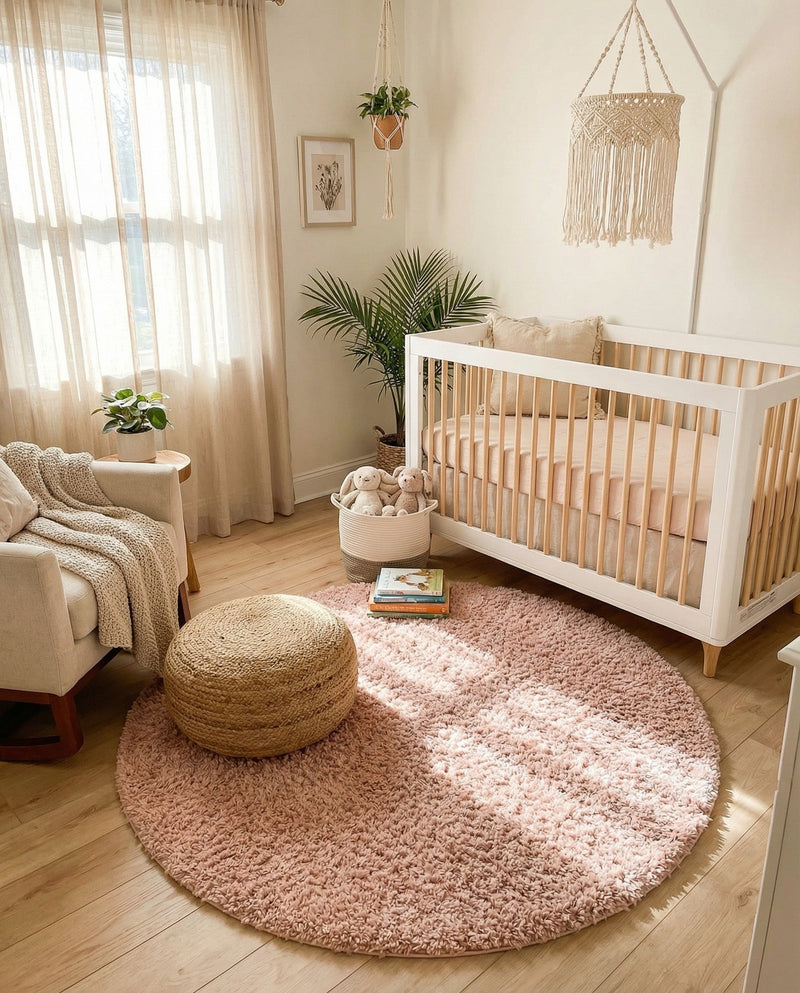 Alpine Plush Collection Area Rug -  Cortina (Dusty Rose) Round Dusty Rose  lifestyle 36