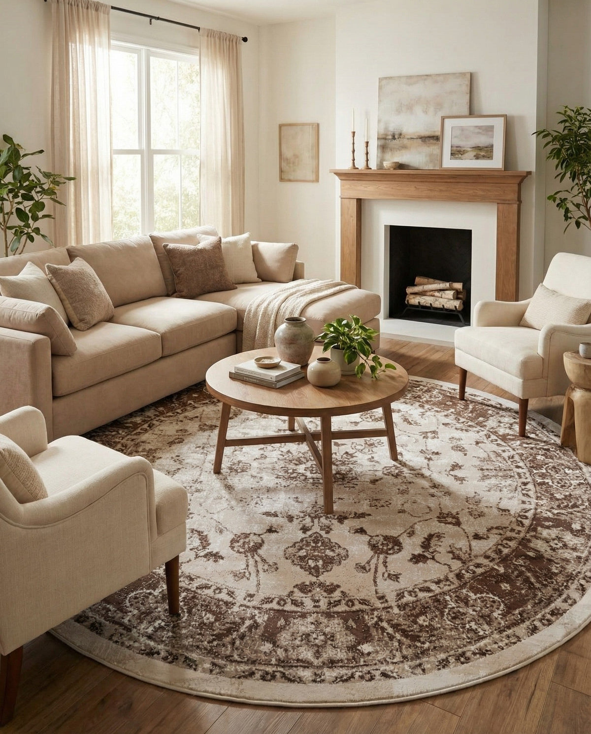 Andes Summit Collection Area Rug -  Aconcagua Round Cream  lifestyle 85