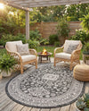 Tribal Terrace Treasures Collection Area Rug -  Incan Isle (Charcoal Gray) Oval Charcoal Gray  lifestyle 34
