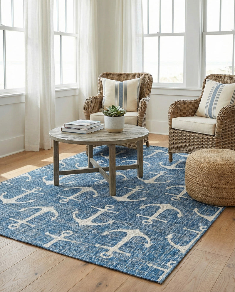 Seaside Haven Rugs Collection Area Rug - Sapphire (Blue) Rectangle Blue  lifestyle 11