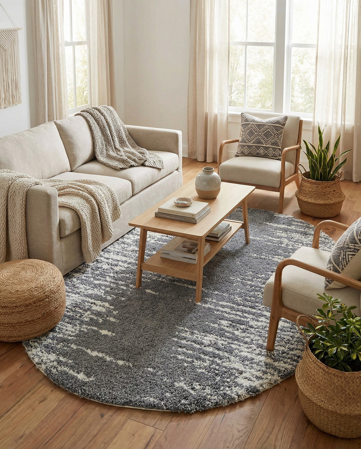 Tranquil Tides Shag Collection Area Rug - Marina Oval Gray  lifestyle 122