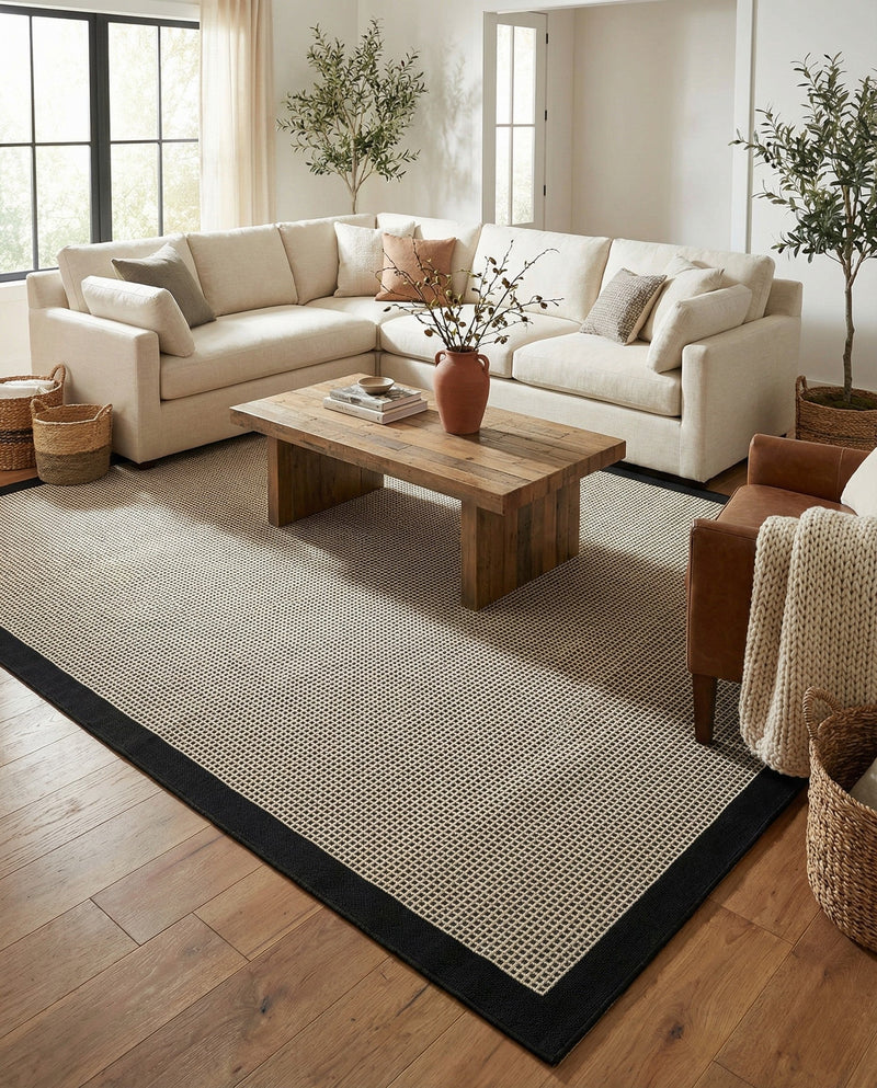 Terrace Fringe Collection Area Rug - Oceanside Rectangle Black  lifestyle 69