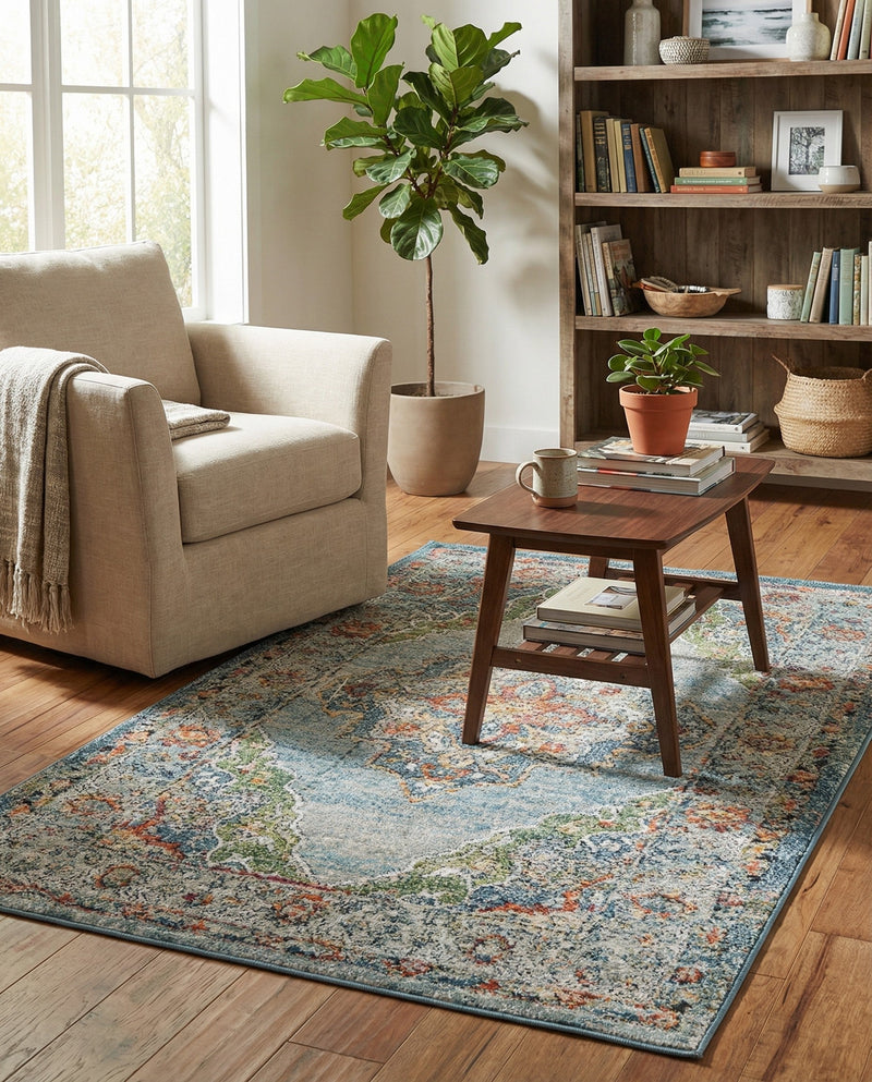Savannah Soiree Collection Area Rug - Serengeti (Blue) Rectangle Blue  lifestyle 3