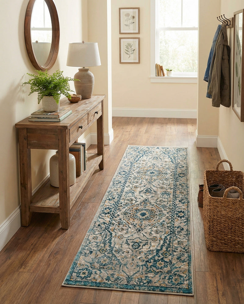 Seville Stripes Collection Area Rug - Cadiz (Light Gray) Runner Light Gray  lifestyle 33