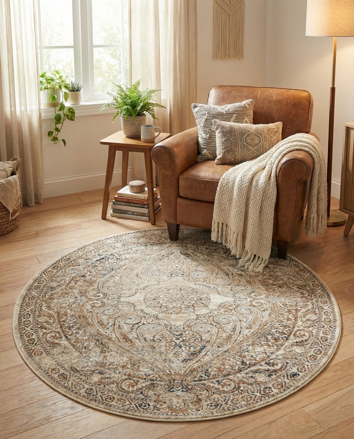 Coastal Manor Collection Area Rug -  Seagrove Round Beige  lifestyle 83