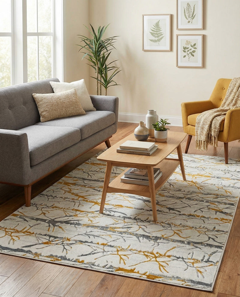 Bloomsbury Elegance Collection Area Rug -  Soho Rectangle Yellow and Gray  lifestyle 34