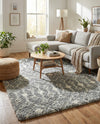 Berber Lattice Shag Collection Area Rug - Atlas (Gray) Square Gray  lifestyle 30