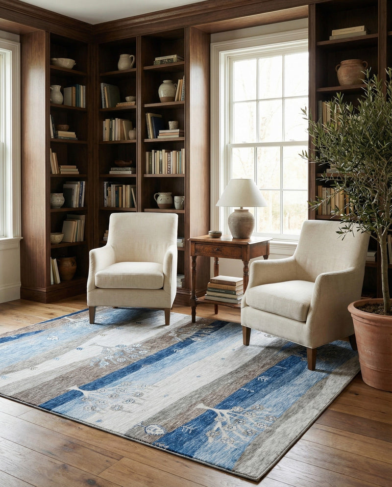 Zagros Shades Collection Area Rug -  Behbahan Rectangle Blue Gray  lifestyle 23