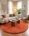 Plush Oasis Collection Area Rug - Serenity (Tiger Orange) Round Tiger Orange  lifestyle 19