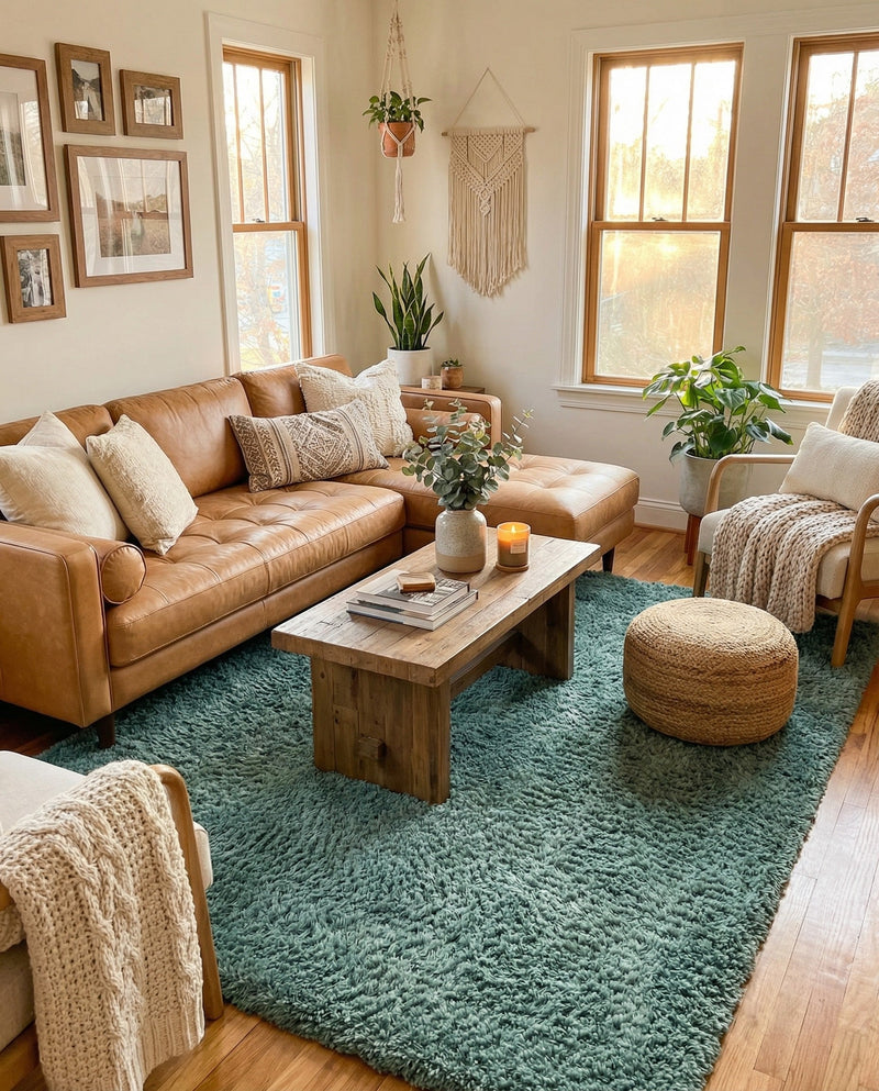 Eternal Plush Oasis Collection Area Rug -  Tranquility (Forest Green) Rectangle Forest Green  lifestyle 6
