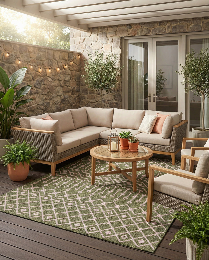 Savannah Pergola Collection Area Rug -  Pergola (Green) Rectangle Green  lifestyle 11
