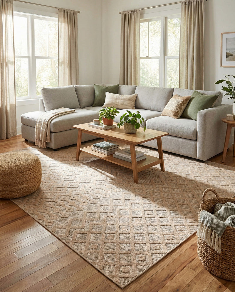 Garden Lattice Charm Collection Area Rug -  Pergola (Beige) Rectangle Beige  lifestyle 18