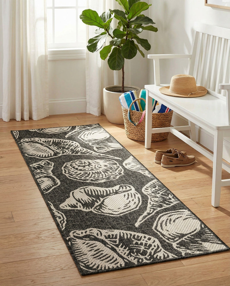 Seaside Haven Rugs Collection Area Rug -  Lighthouse (Black and White) Runner Black and White  lifestyle 55