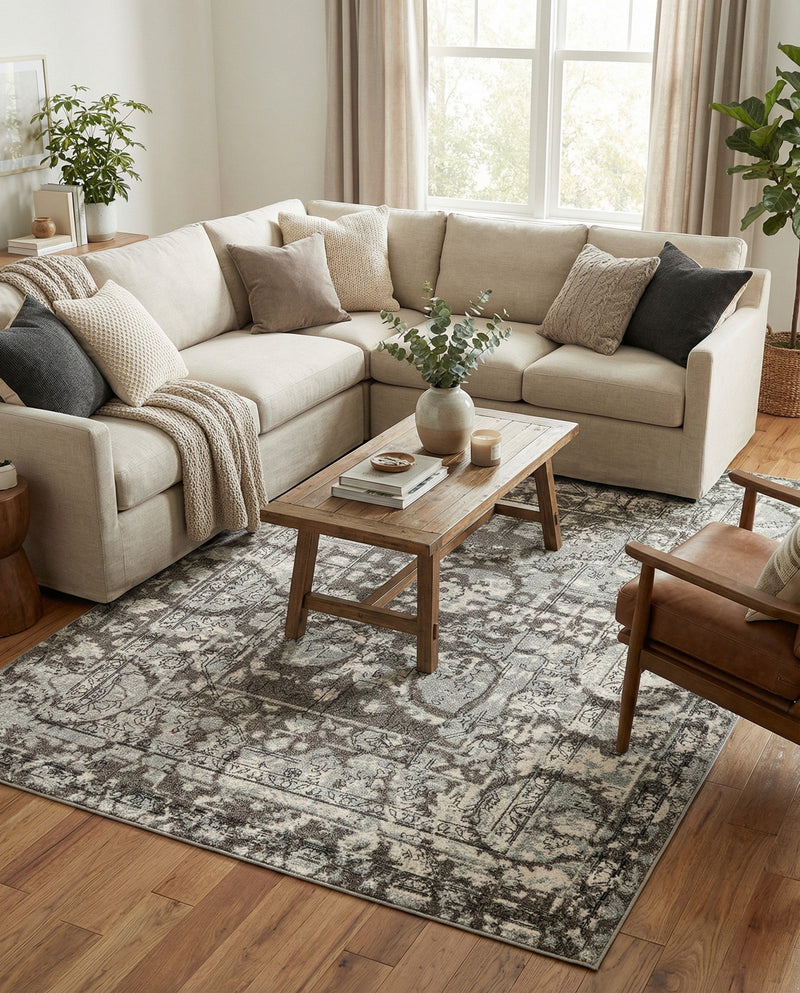Horizon Collection Area Rug -  Zenith Rectangle Gray  lifestyle 15