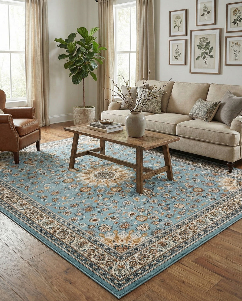 Patio Heritage Collection Area Rug -  Bower Rectangle Blue  lifestyle 37