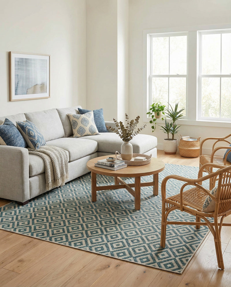 Urban Oasis Rugs Collection Area Rug -  Rooftop (Teal) Rectangle Teal  lifestyle 11