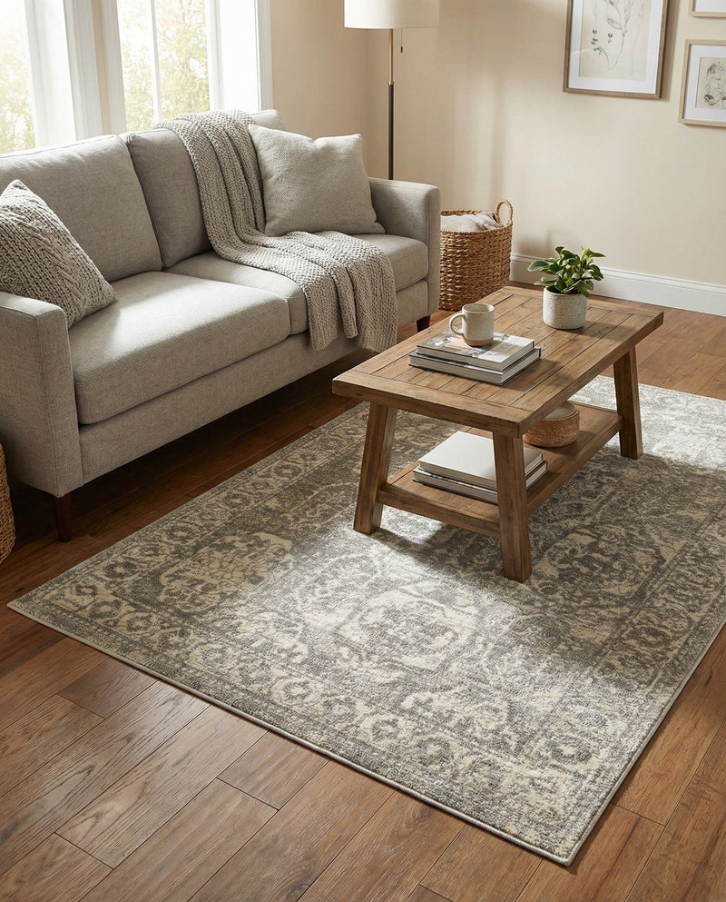 Seville Stripes Collection Area Rug -  Granada (Gray) Rectangle Gray  lifestyle 4