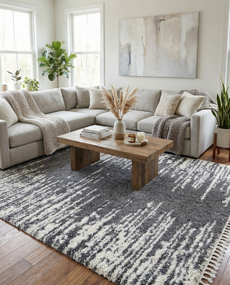 Tranquil Tides Shag Collection Area Rug - Marina Rectangle Gray  lifestyle 28