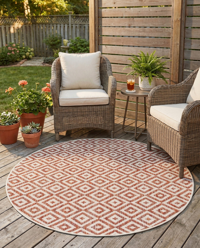 Urban Oasis Rugs Collection Area Rug -  Rooftop (Rust Red) Round Rust Red  lifestyle 44