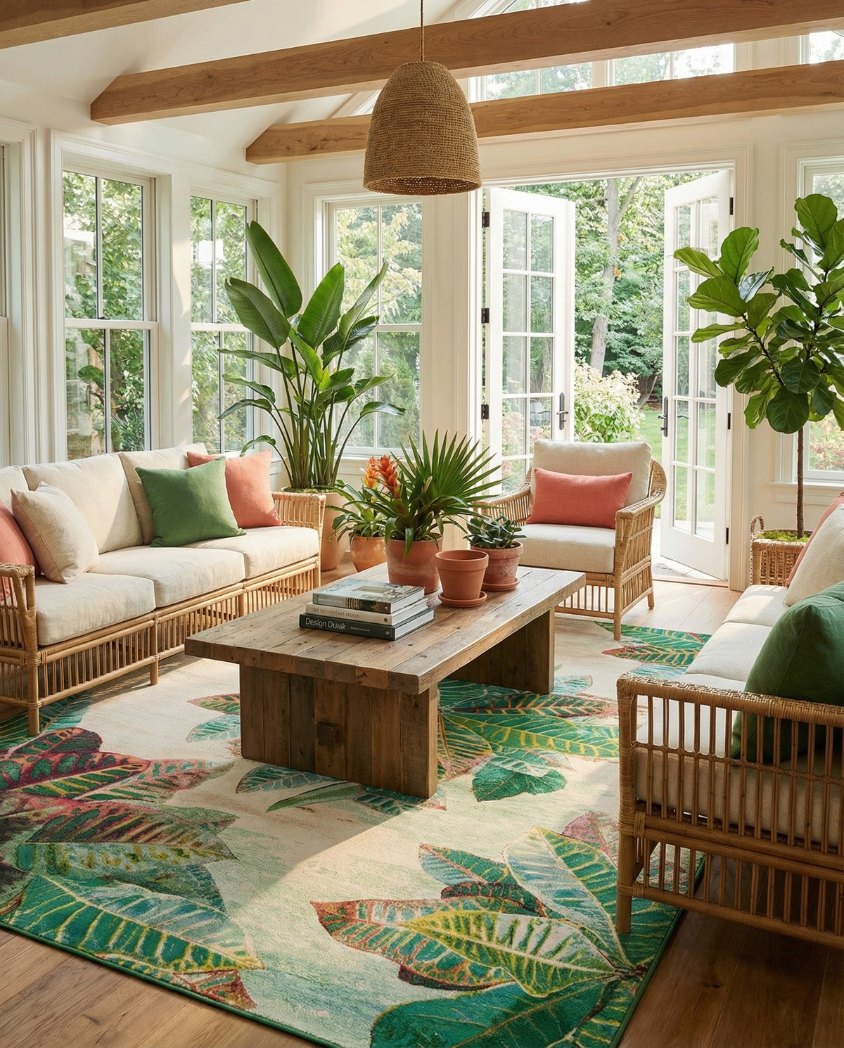 Seaside Blooms Collection Area Rug -  Fern Rectangle Multi  lifestyle 13