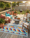 Bahama Breeze Outdoor Collection Area Rug -  Bimini Rectangle Blue  lifestyle 46