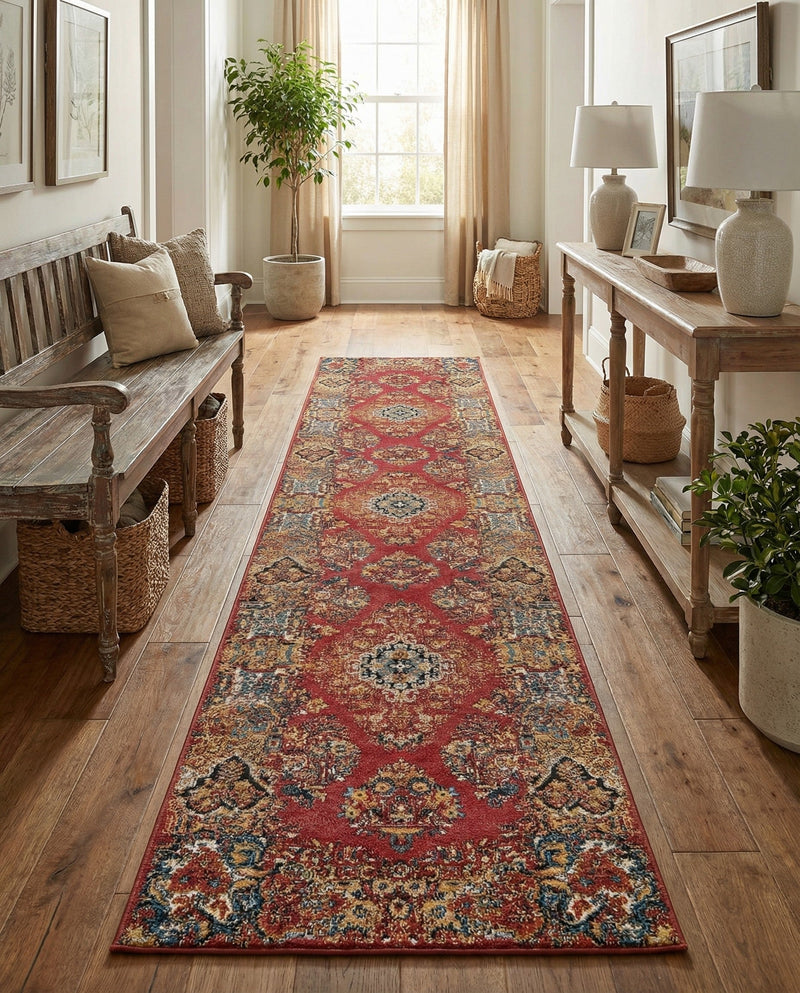 Patio Heritage Collection Area Rug -  Terrace Runner Antique Red  lifestyle 68