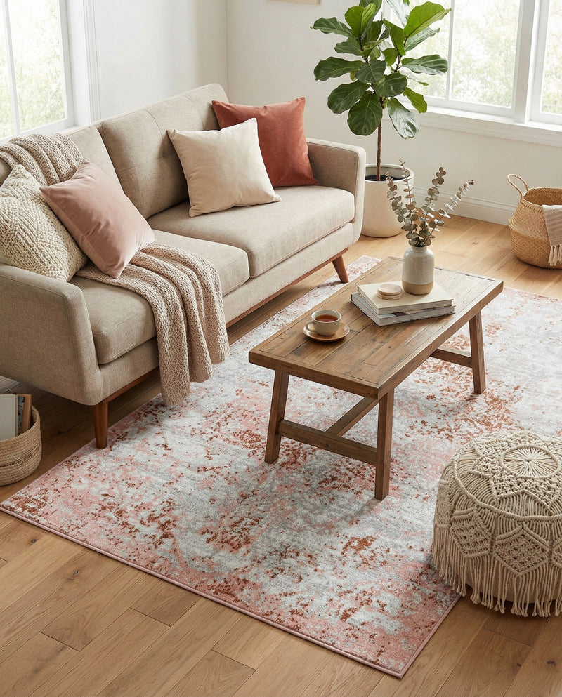 Aegean Elegance Washables Collection Area Rug -  Serifos Rectangle Rose Pink  lifestyle 9